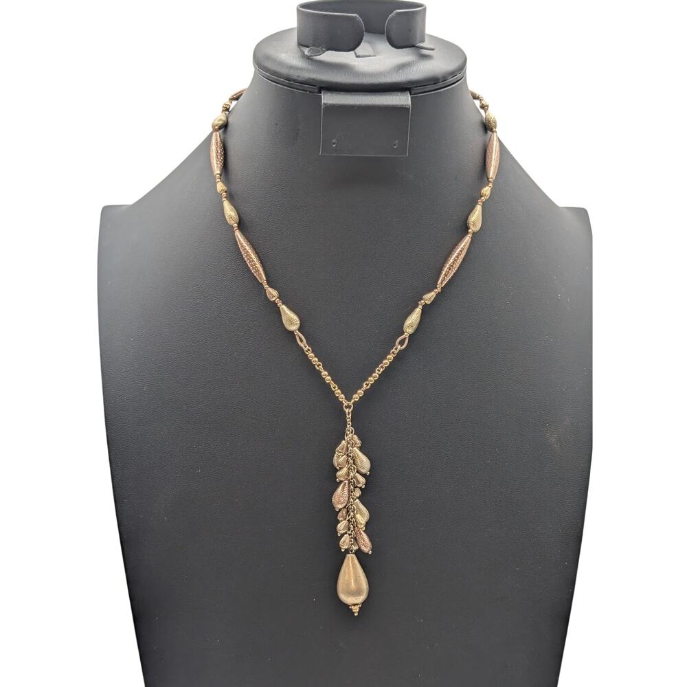 Lauren Conrad Rose & Gold Tone Y Drop Beaded 16"-18_ Necklace